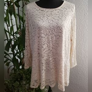 Ofelia Roe Boho Lace Women’s Top - Cream Size 2X